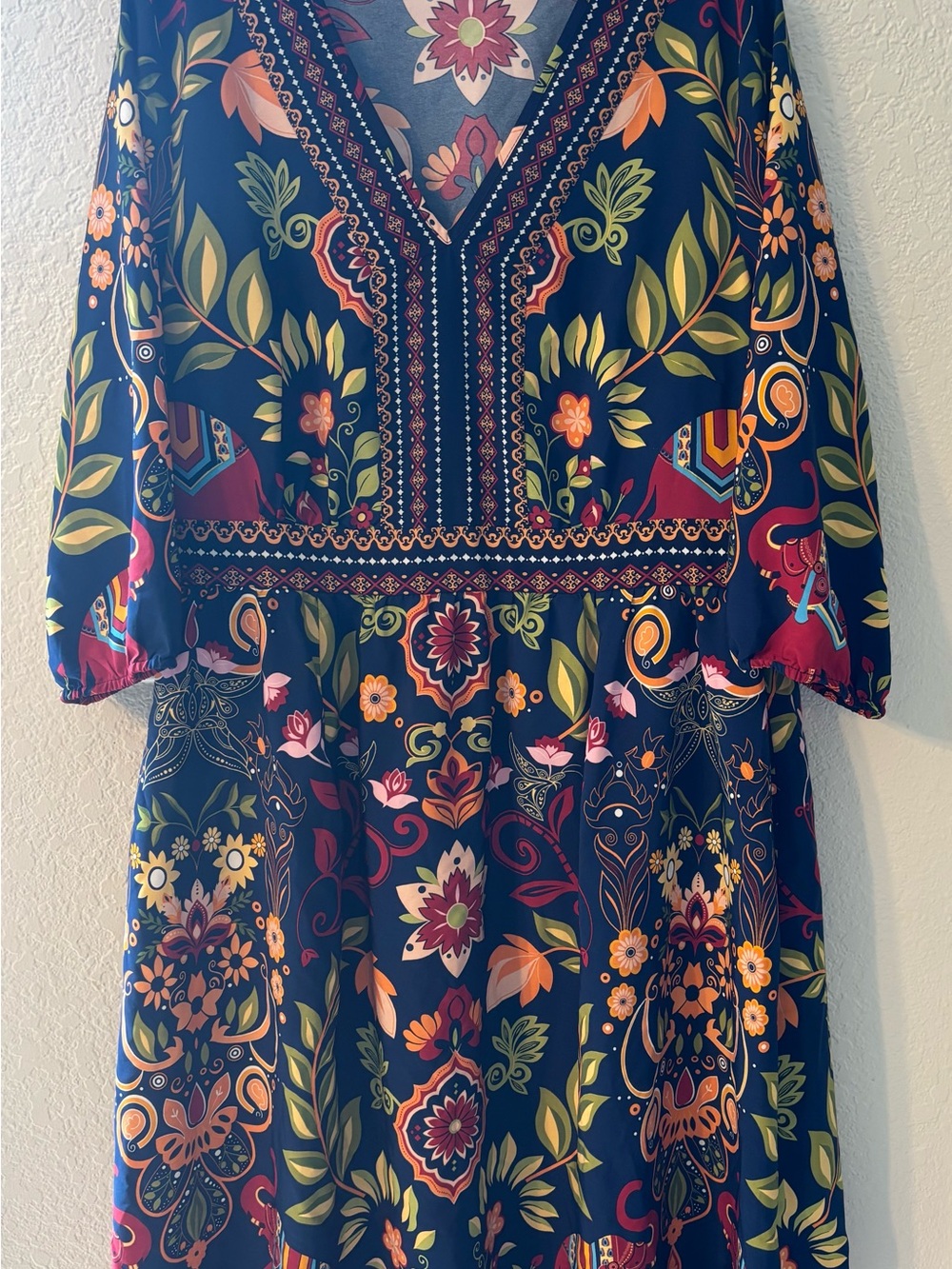 BloomChic Navy Floral Paisley Midi Dress Bohemian style 14-16 - Picture 6 of 8